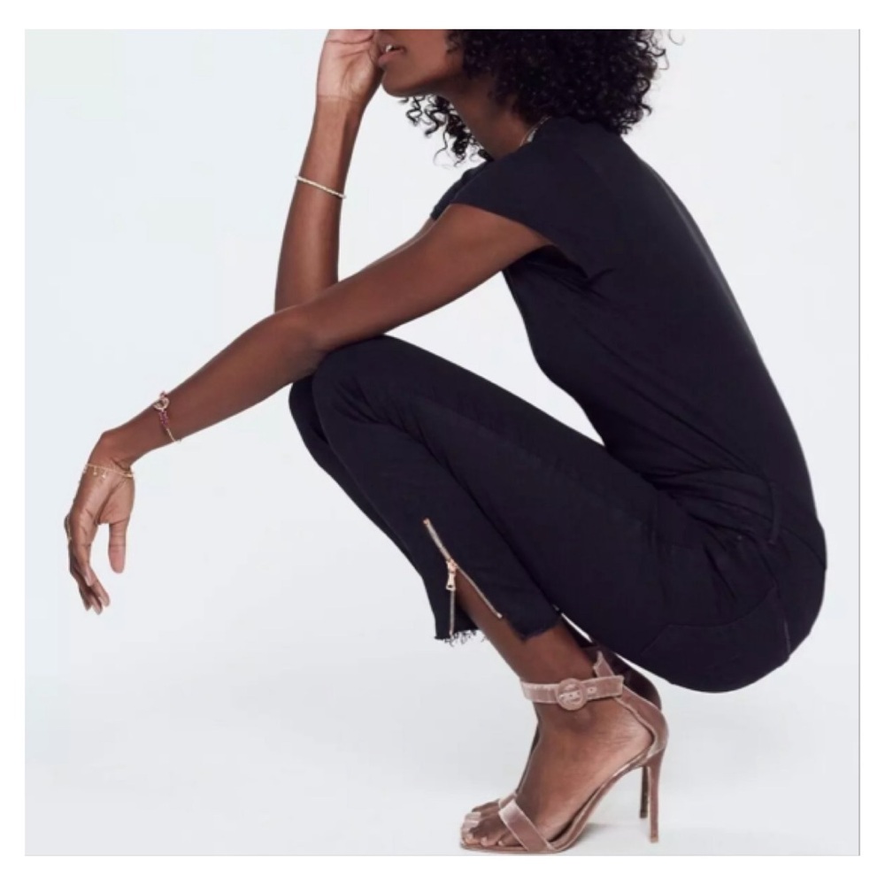 USA Mother The Stunner Double Zip Ankle Step FrayNot Guilty Jeans 29 x 27 Black